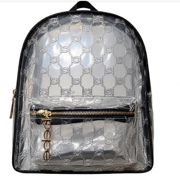 bebe Handbags - Bebe Silver and Black Women's Backpack